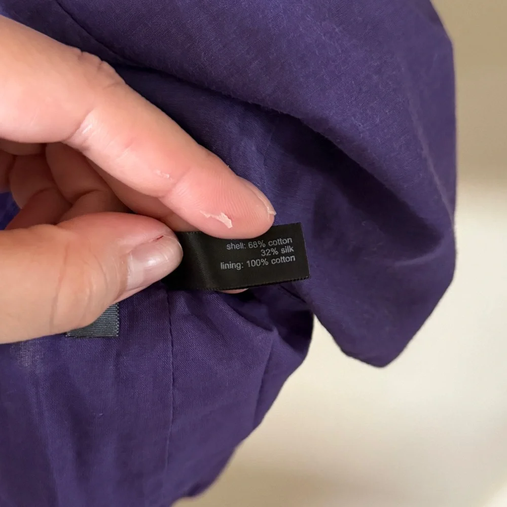 Y2K The Limited Purple Black Silk Cotton Faux Wrap Empire Waist Dress Size 0